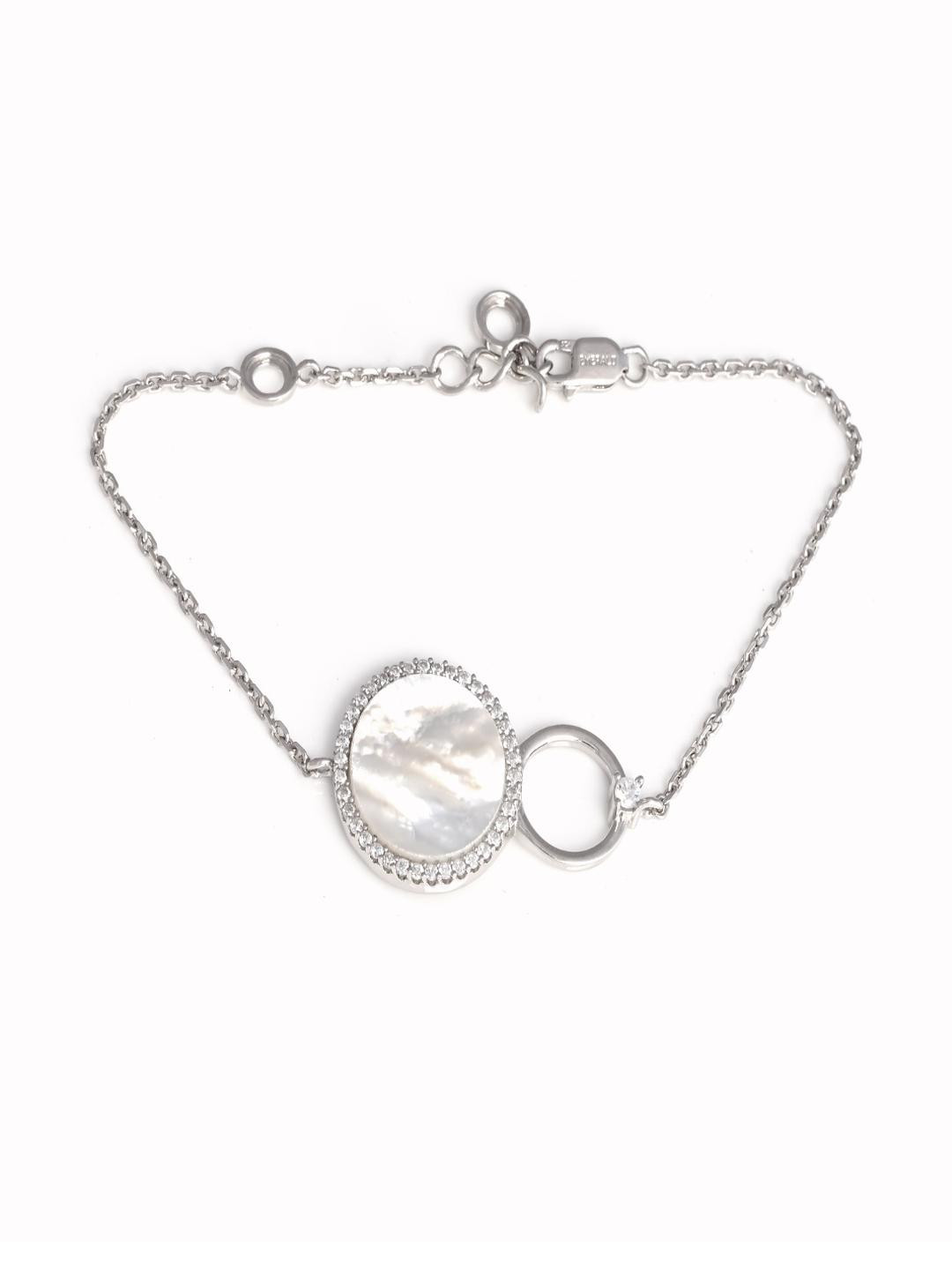 Vinayak Jewellers 925 Sterling Silver The Pearl Radiance Silver Bracelet