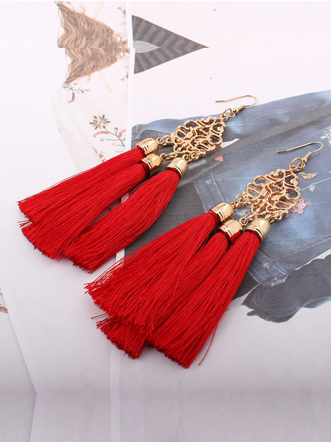 Young & Forever Brass-Plated Contemporary Filigree Drop Earrings