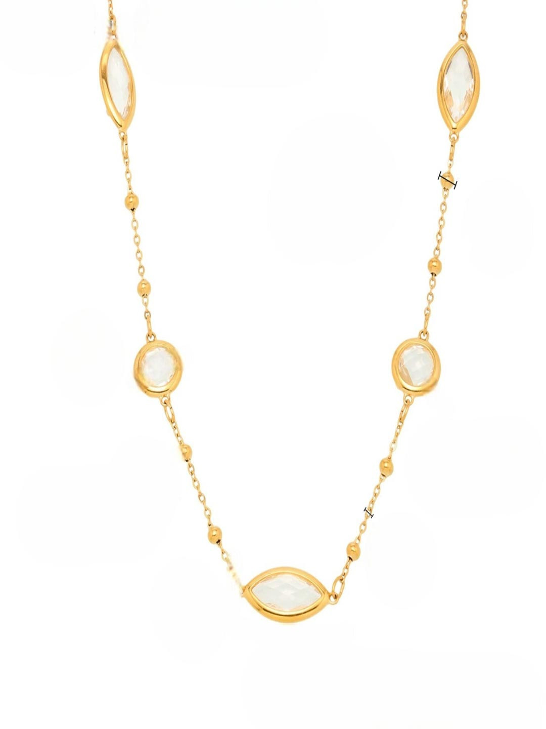 AQUASTREET 18K Gold Plated Anti-Tarnish White Glass Stone Chain Necklace