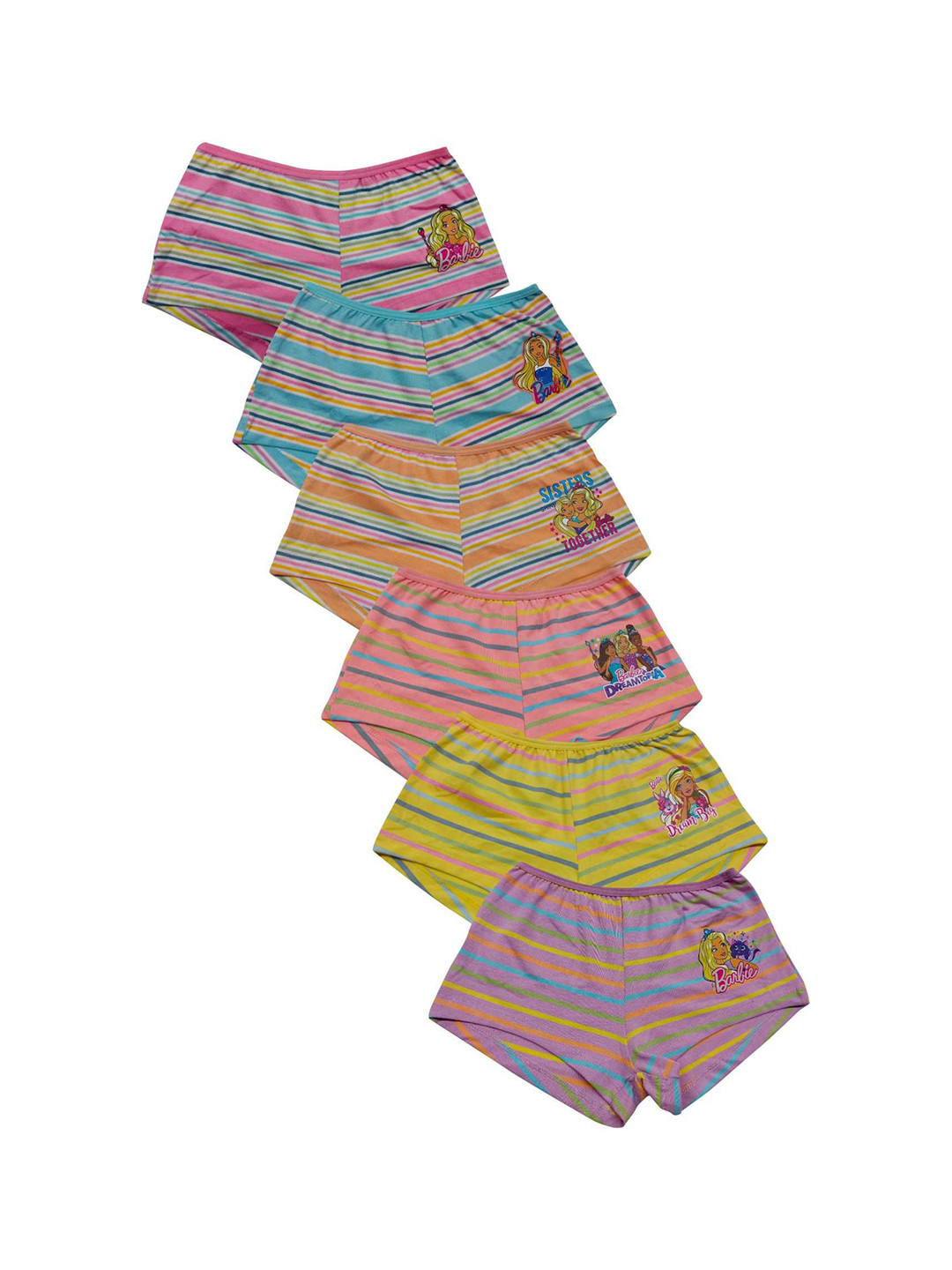 Red Rose Girls Pack Of 6 striped Mid-Rise Cotton Basic Briefs
