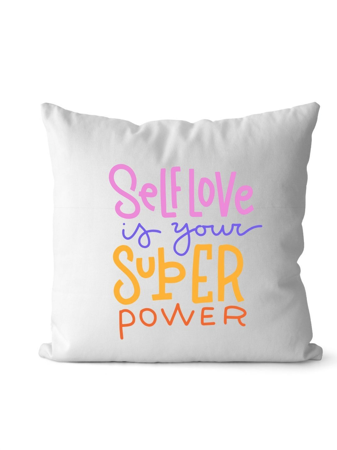 Loops n knots White & Yellow Self Love Printed Pre-Filled Cushion