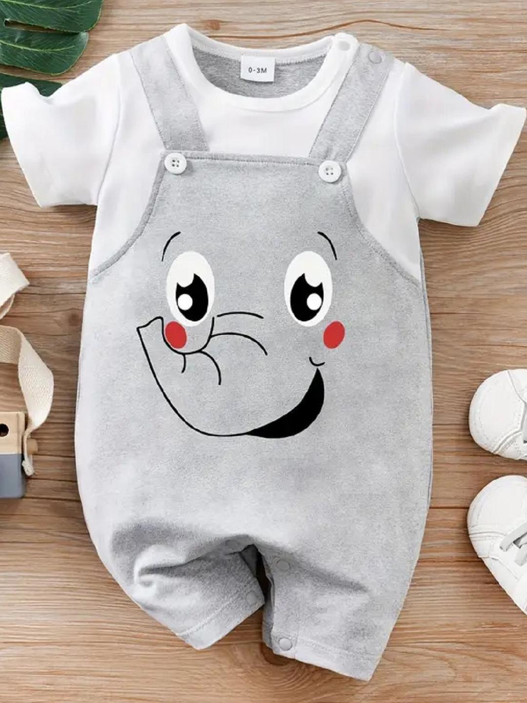 Moda Rapido Boys Grey Pure Cotton Solid Clothing Set