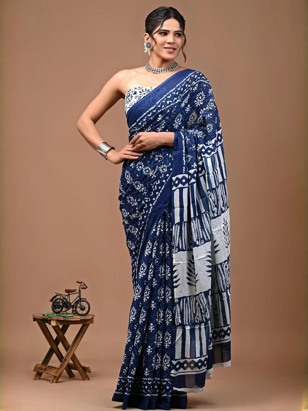 Lovwear Blue Pure Cotton Sarees