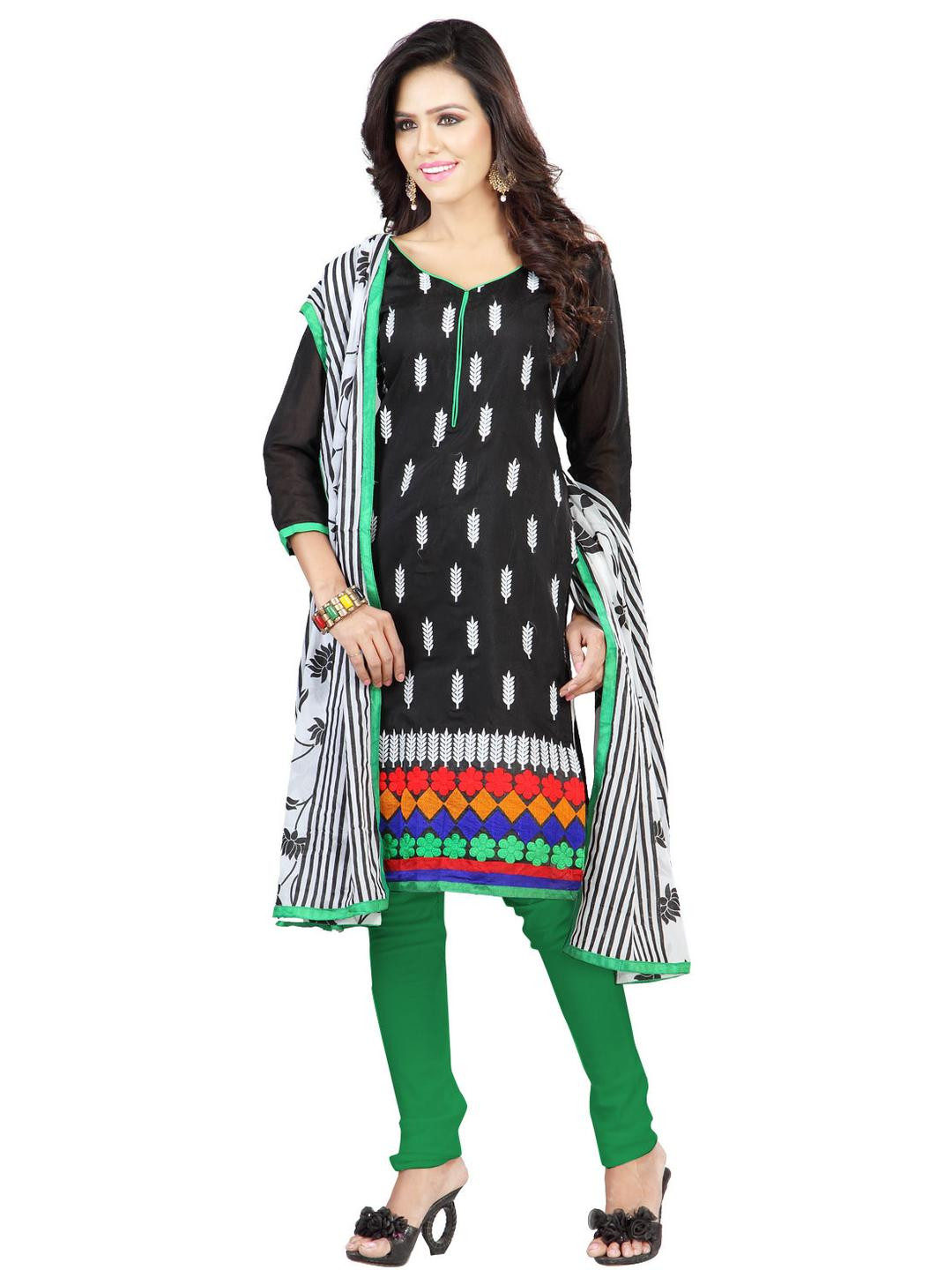 Moda Rapido Women Black & White Printed Georgette Semi-Stitched Dress Material