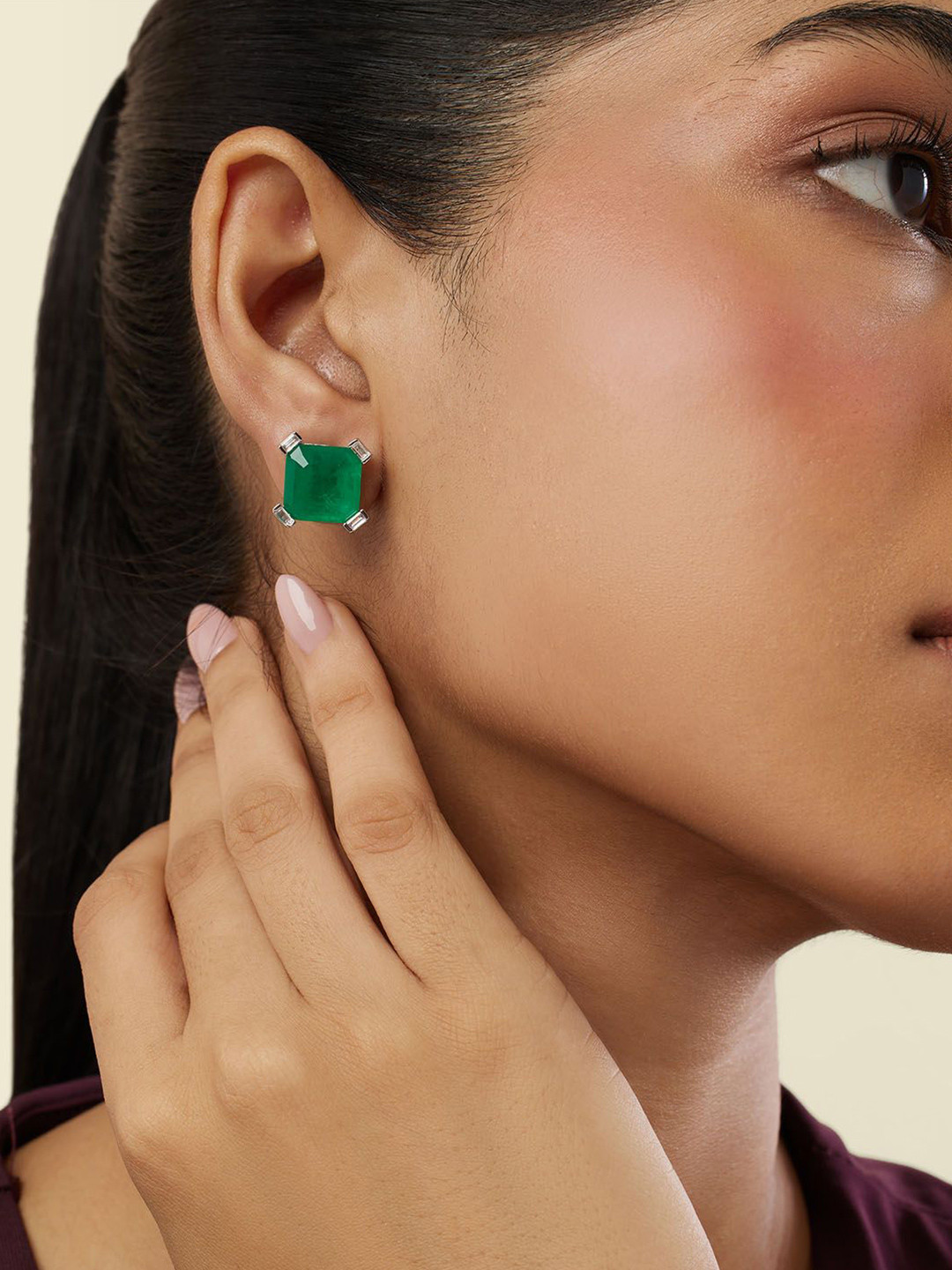 Isharya Rhodium Plating Studs Earrings