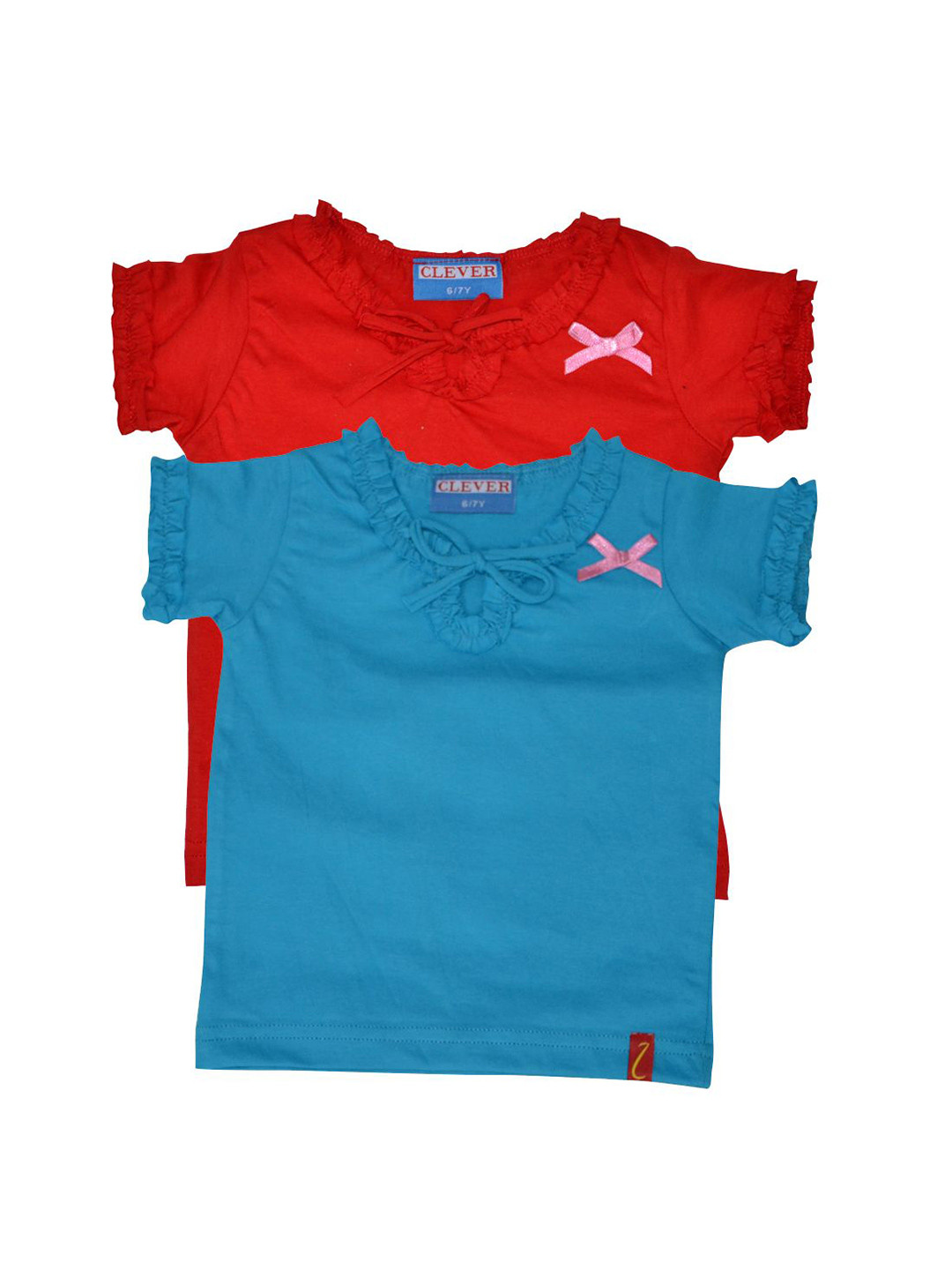 CLEVER Girls Pack Of 2 Tie-Up Neck Fitted Crop Top