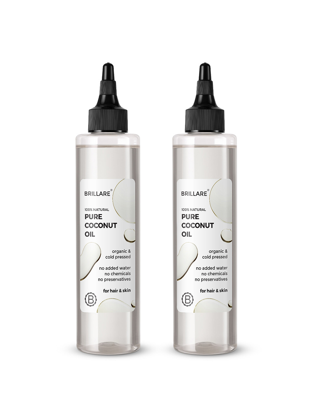 BRILLARE Set of 2 Organic & Cold-Pressed Pure Coconut Oil - 200ml each