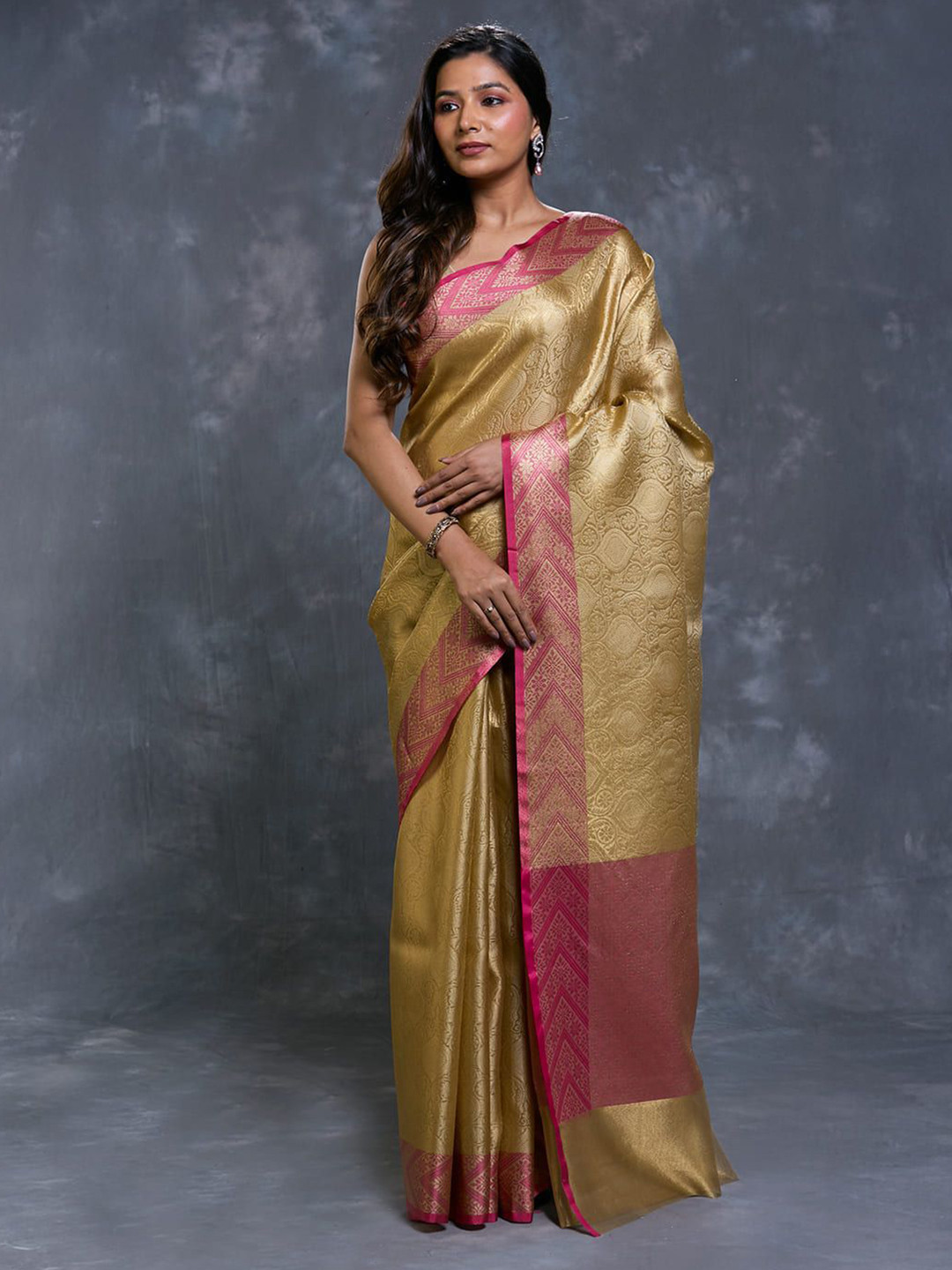 PALLU PATARI Ethnic Motifs Woven Design Tissue Banarasi Saree