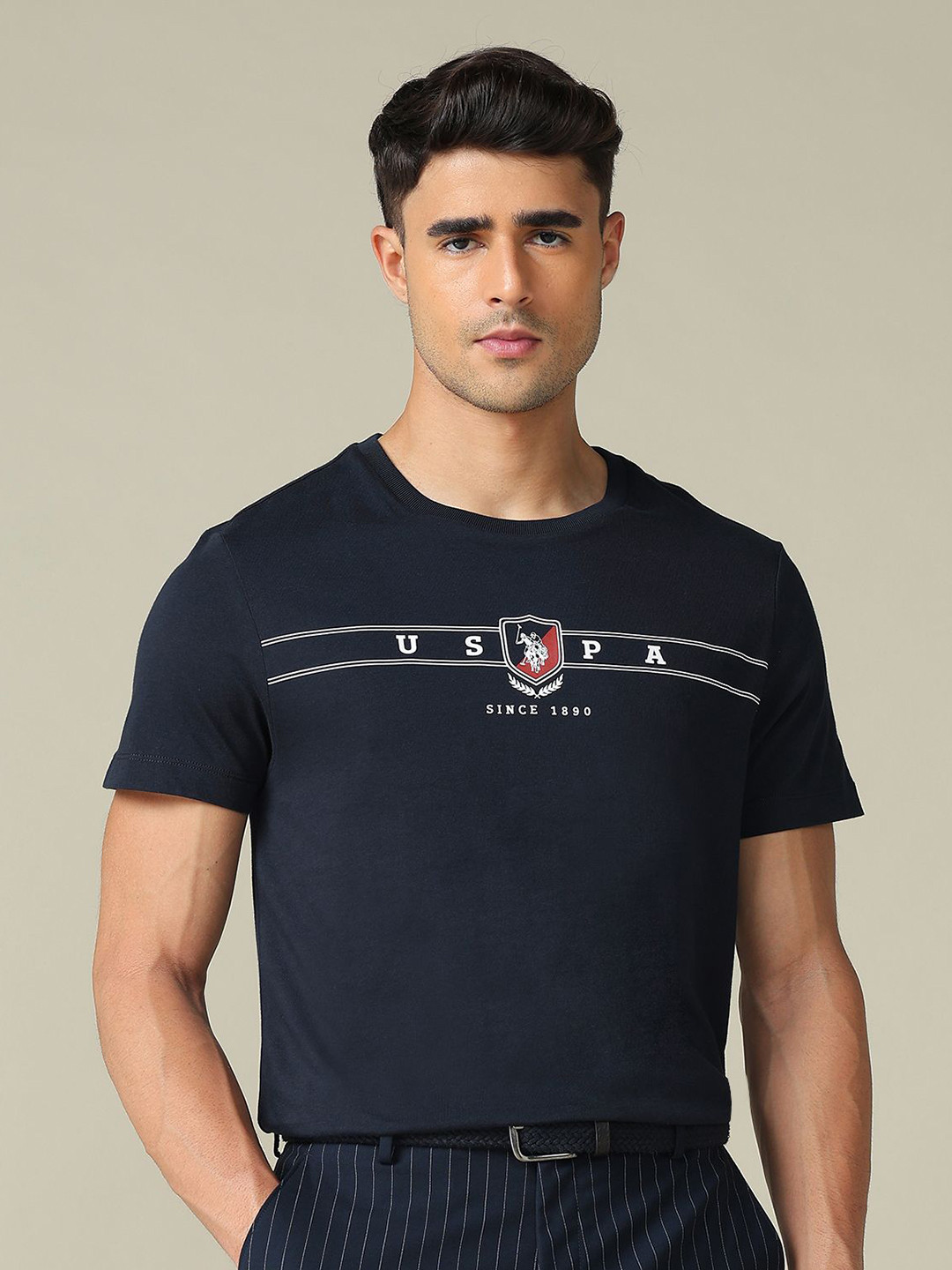 U.S. Polo Assn. Brand Logo Printed Cotton Regular Fit T-shirt