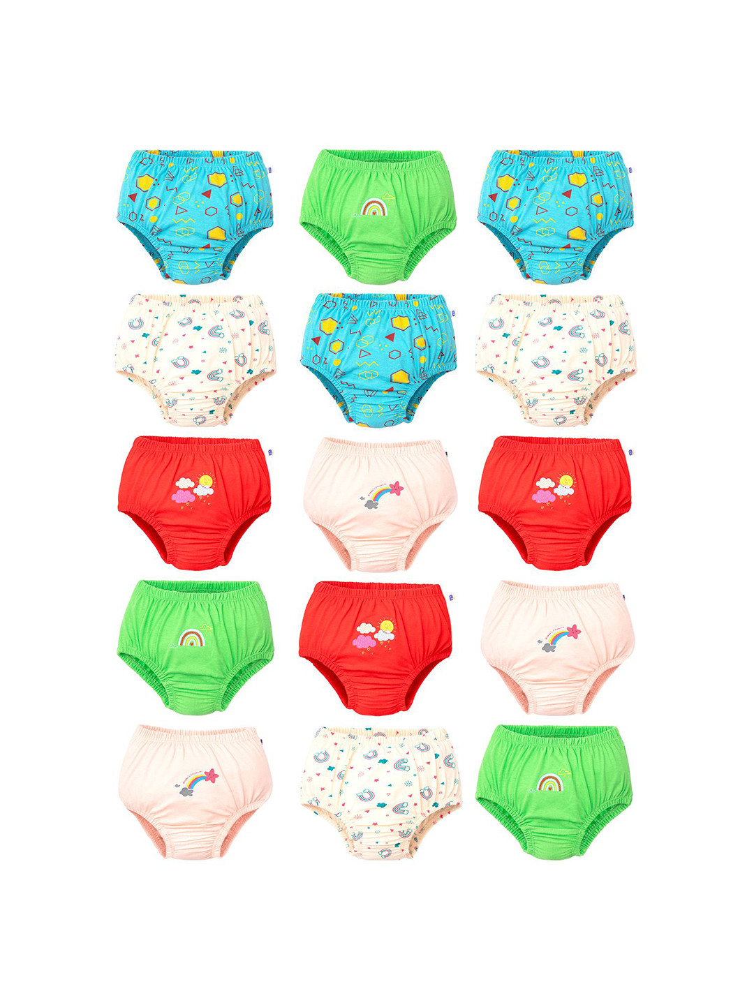 SuperBottoms Kids Pack Of 15 Pure Cotton Basic Briefs BAS-UND-U-V2-BR-DD-4_6Y-15P