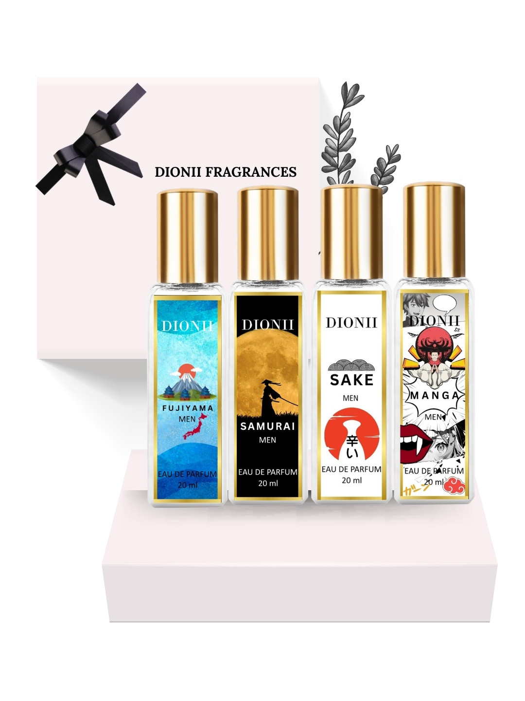 DIONII Men Set Of 4 Manga Sake Samurai & Fujiyama Eau De Perfume- 20 ml Each