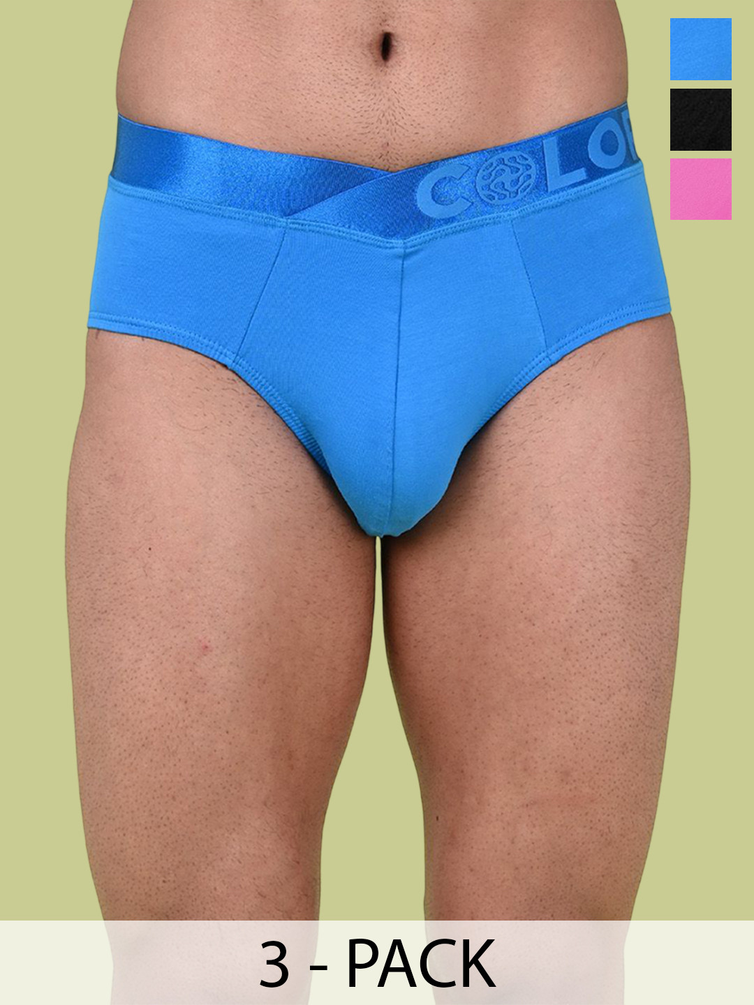 COLORS by Rupa Frontline Pack Of 3 Mid Rise Briefs 1002-B-DBL-PhPnk-B-DBL-PhPnk