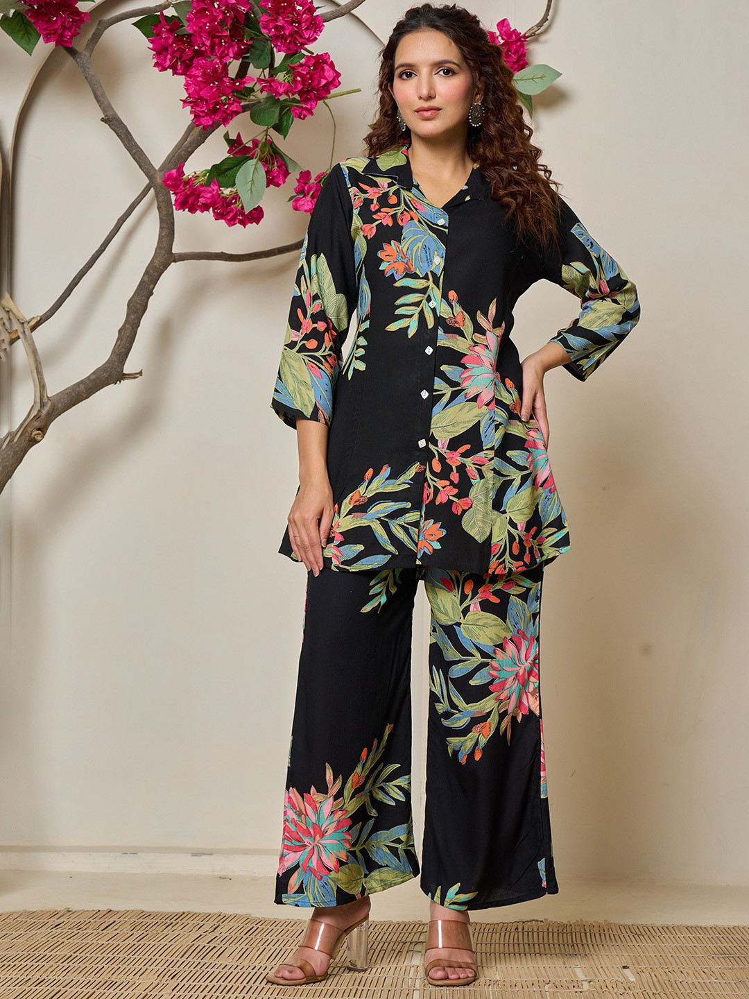 Banwaree Printed Shirt Collar Shirt With Trousers