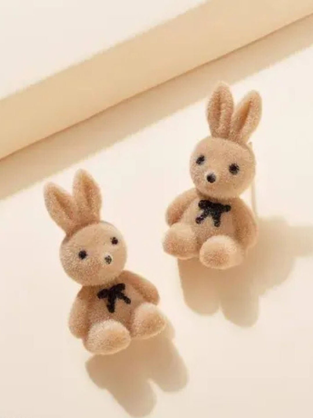 Khusha Creations Women Golden Cute Fuzzy Bunny Stud Earrings