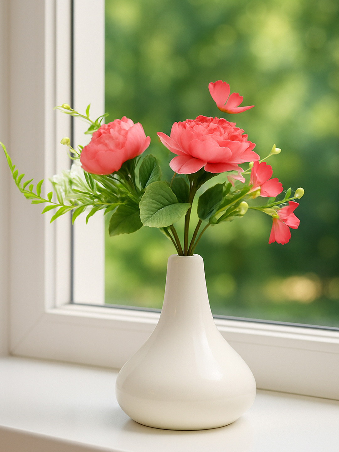 Homesake Green & Off white Faux Artificial Flower Plant