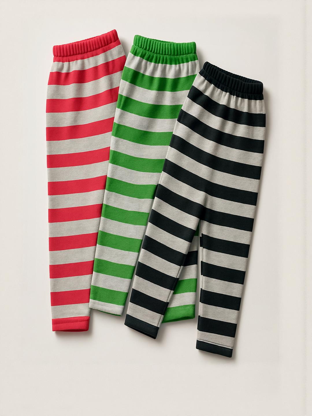 Cortica Boys Set Of 3 Multicoloured Striped Comfortable Night Pants