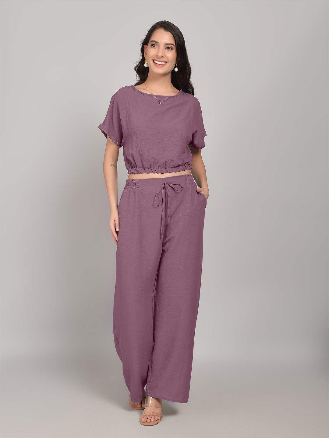 Stem Rope Women Lavender Cotton Blend Co-Ords