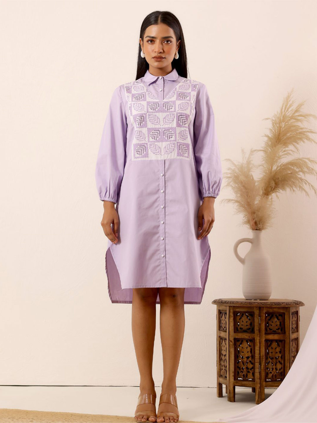 Zolo Label Women Lilac Dream Cotton Shirt Dress