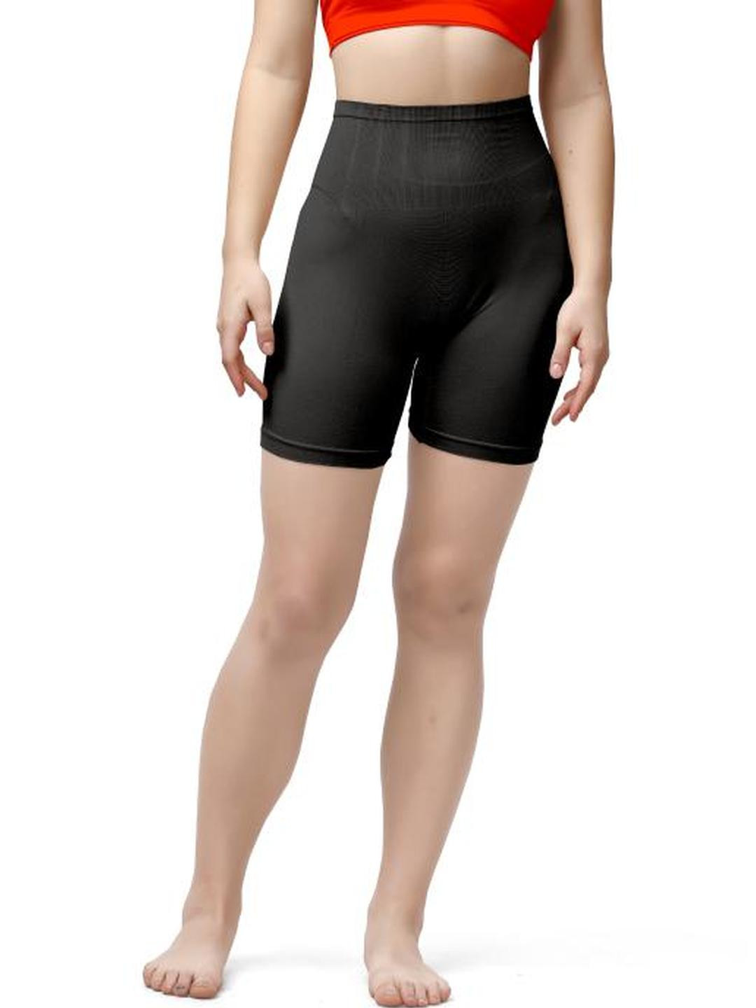 ARKIVA Women Pack Of 2 Black & Beige High Rise Cotton Tummy & Thigh Shapewear