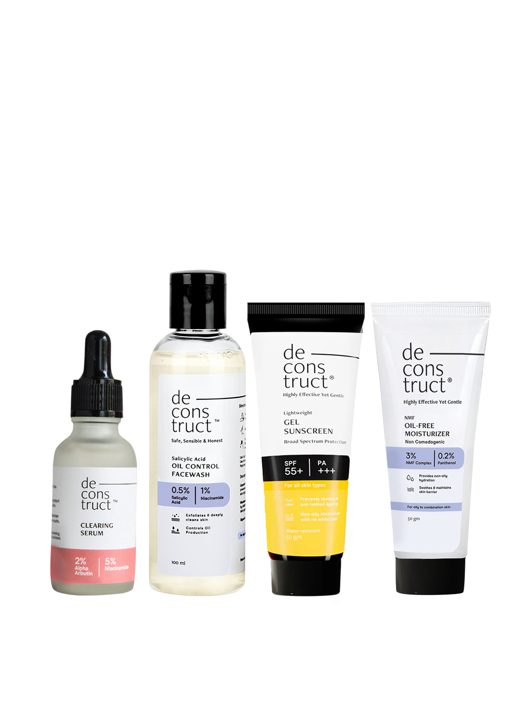 deconstruct 4-Pc Skin Care Combo - Serum 20ml + Cream 50g + Sunscreen 50g + Facewash 100ml