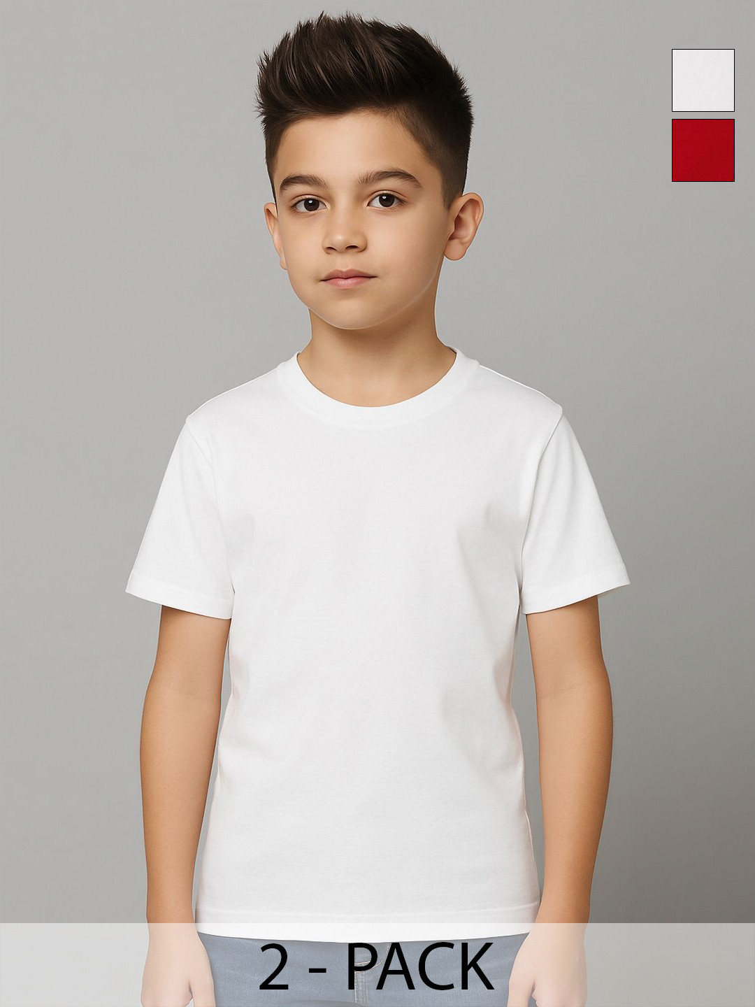 FBAR Boys Pack Of 2 Round Neck Regular Sleeves Pure Cotton Regular Fit T-shirts