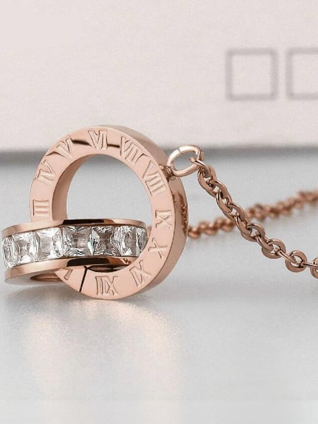 AVIGHNA ARTS Women Rose Gold-Plated Cubic Zirconia Necklace