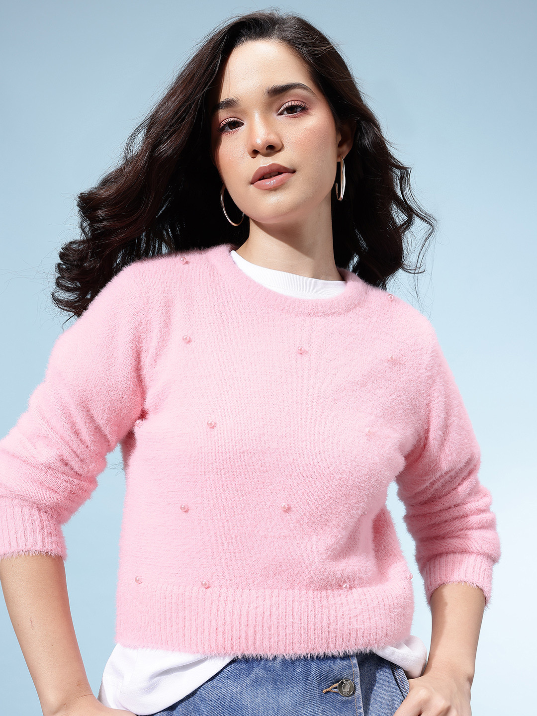 glitchez Beaded Fuzzy Pullover
