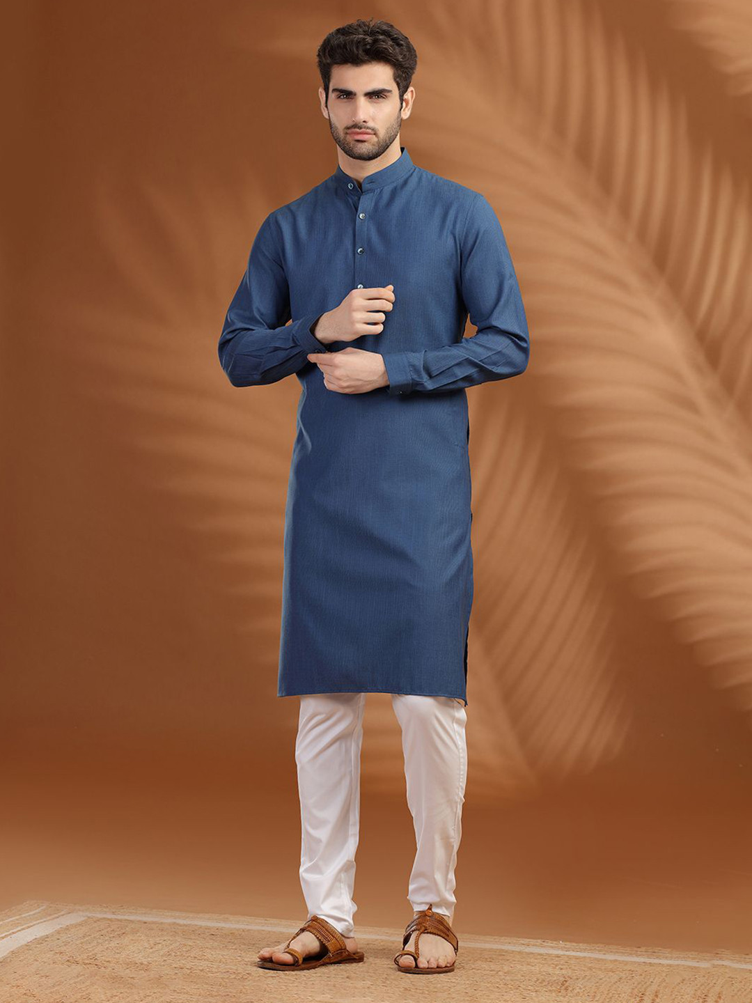 Modi Kurta Men Mandarin Collar Straight A-Line Kurta
