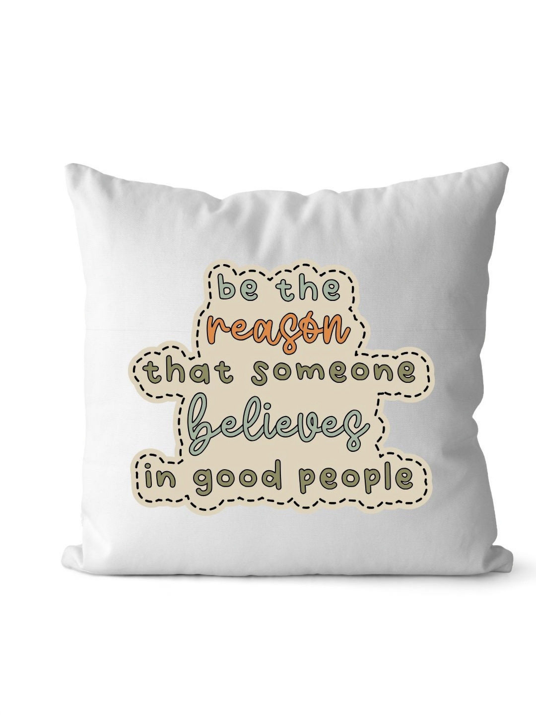 Loops n knots White & Beige Be the Reason Printed Pre-Filled Cushion