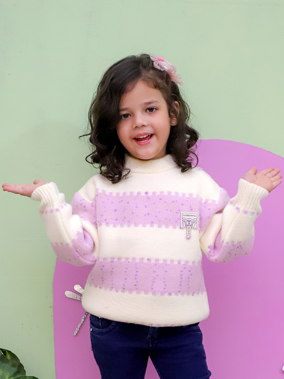 FREE BIRDS Kids Striped Pure Cotton Pullover Sweater