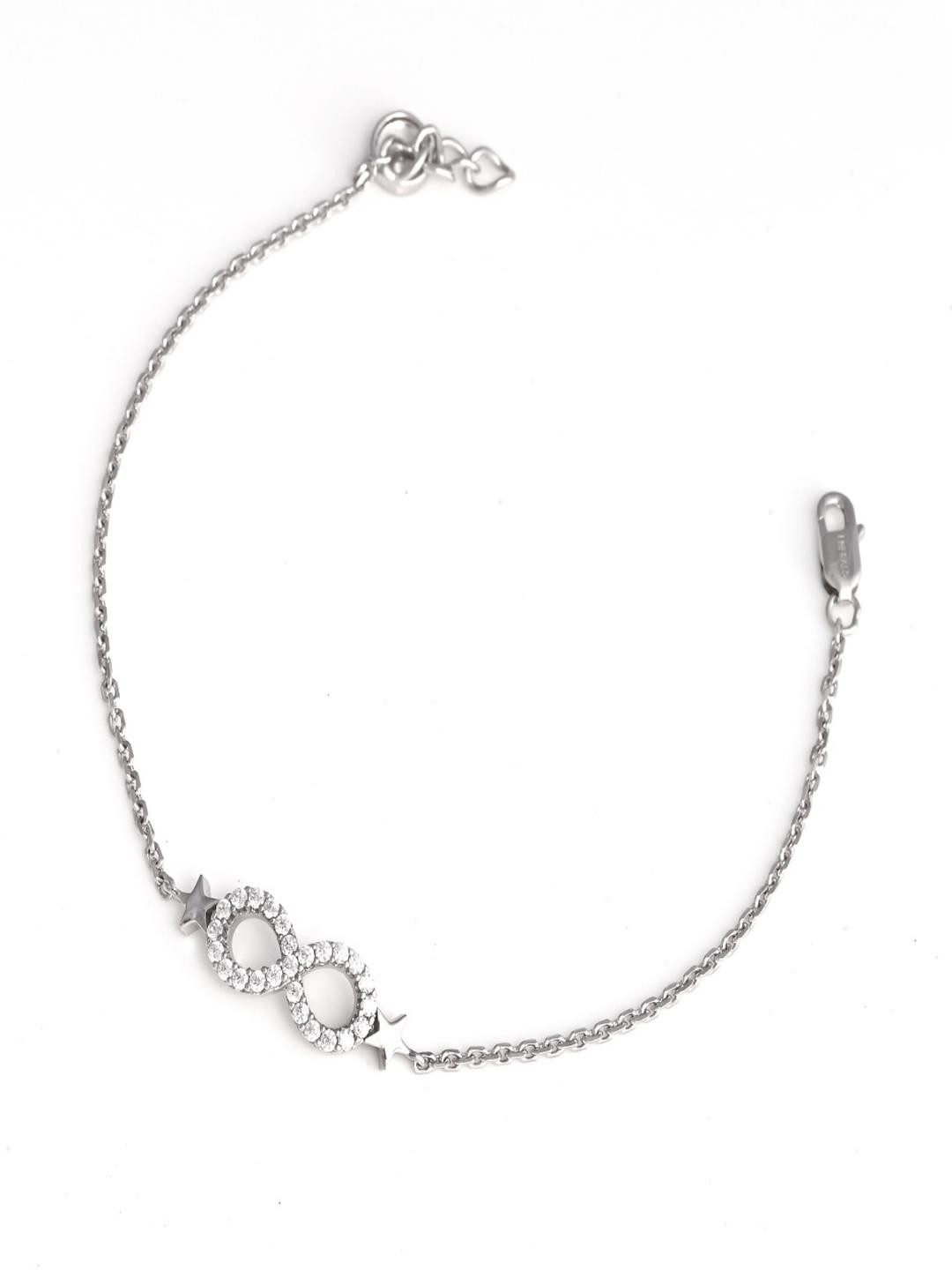 Vinayak Jewellers 925 Sterling Silver The Infinity Sparkle Zirconia Silver Bracelet