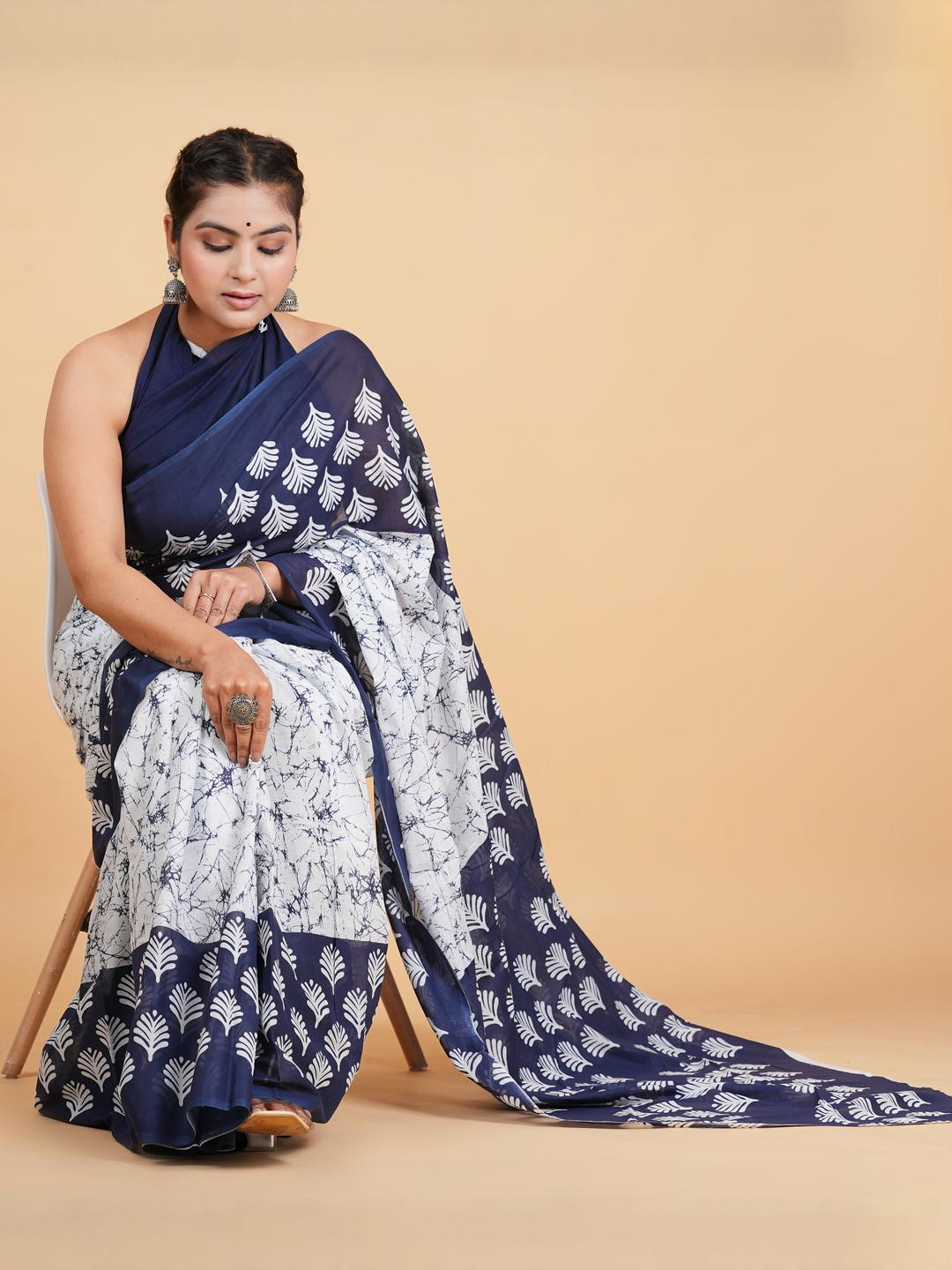 Lovwear Blue Pure Cotton  Sarees