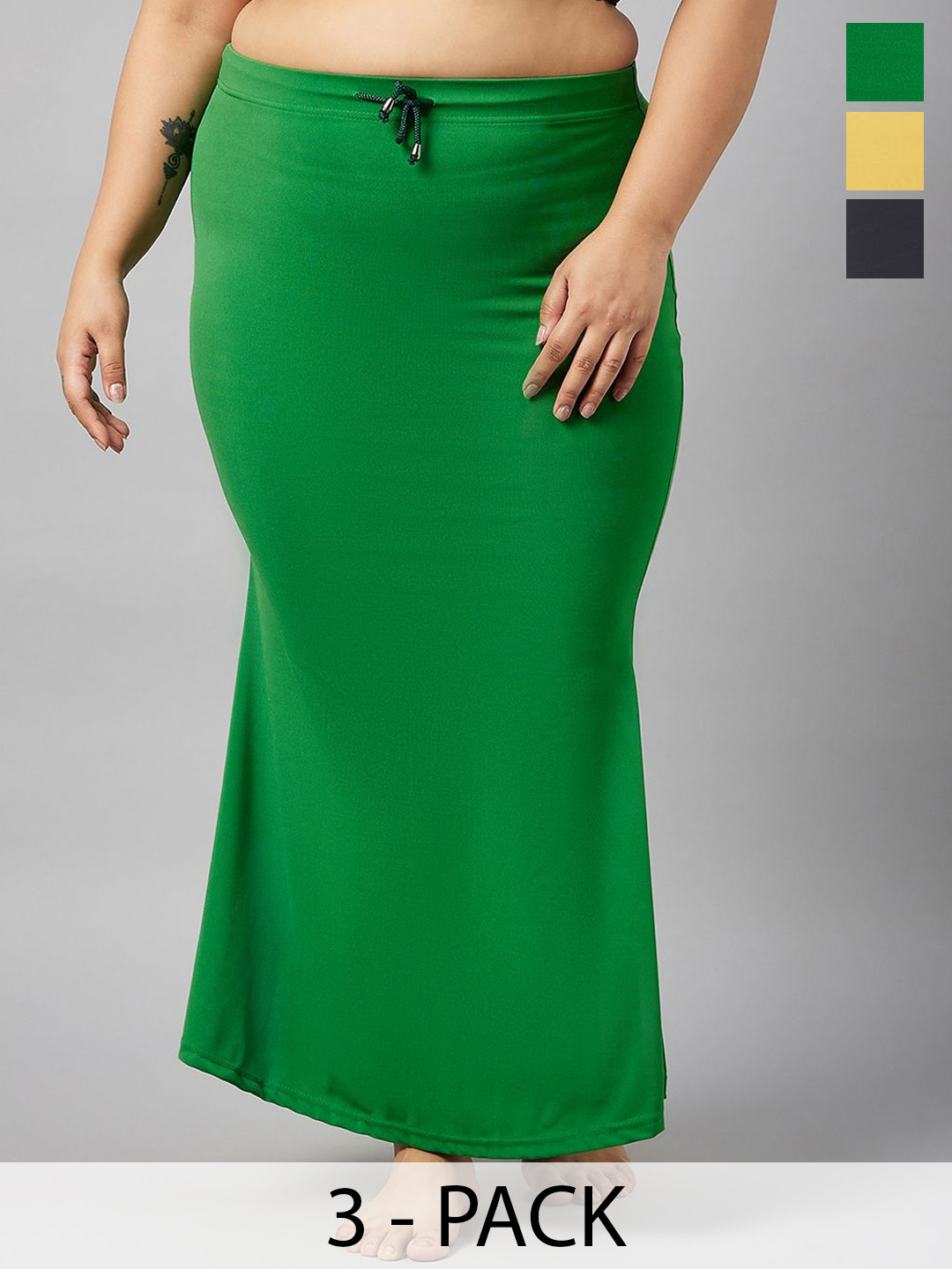 G Heist Pak of 3 Plus Size Mermaid Fit Saree Shapewear