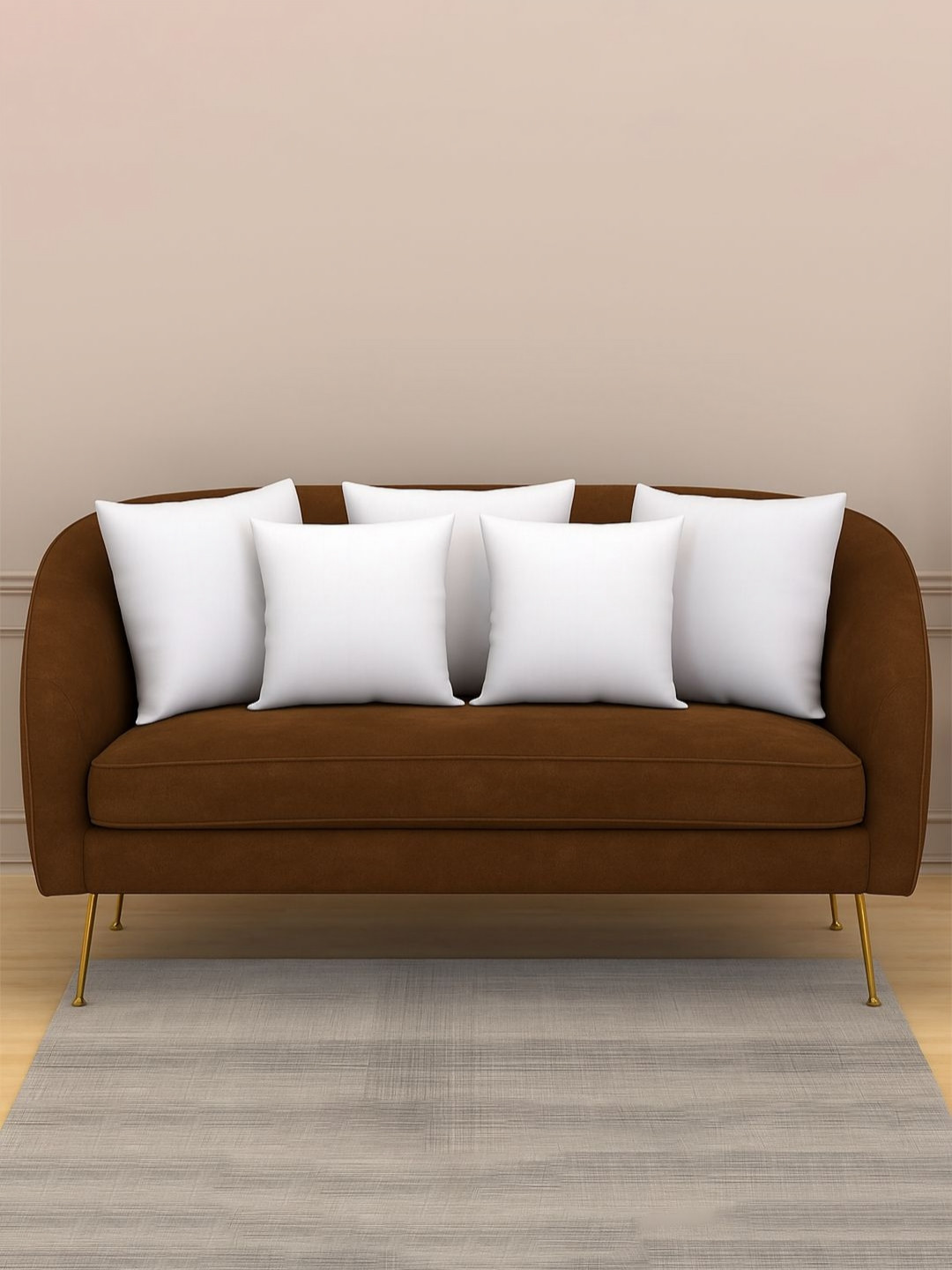 Aura White 5 Pieces Memory Foam Filler Super Soft Square Shape Cushions