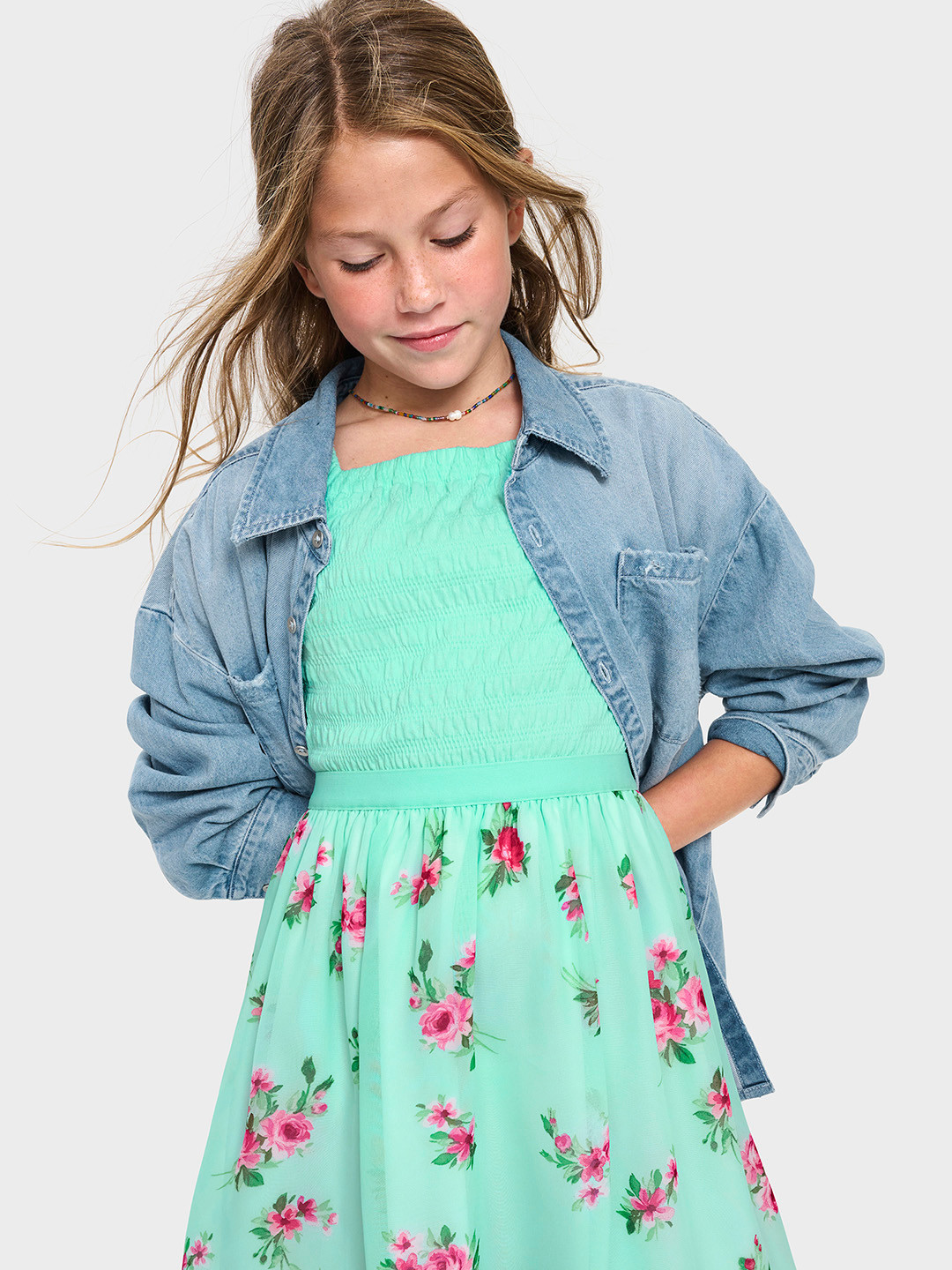 THE CHILDREN'S PLACE Floral Print Puff Sleeve Fit & Flare Dress