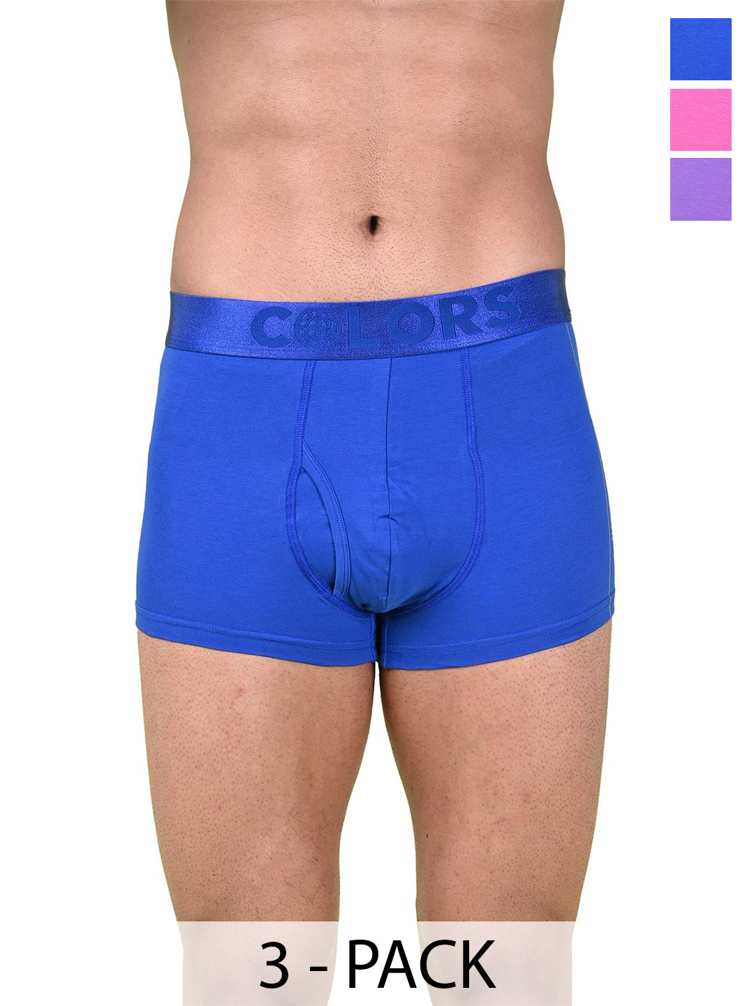 COLORS by Rupa Frontline Pack Of 3 Anti Pilling Short Trunks 1001-ElBL-PhPnk-Prpl