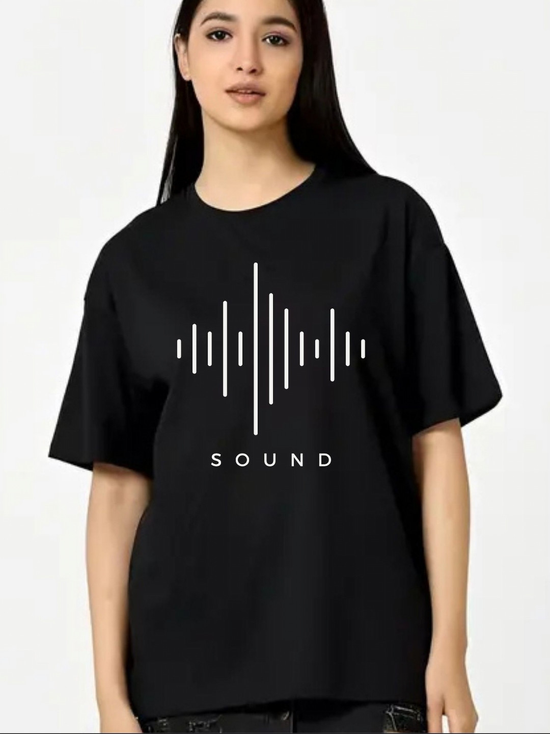 Fashnobic Women Dry Fit Music Printed Round Neck Cotton Oversized Cotton T-shirt