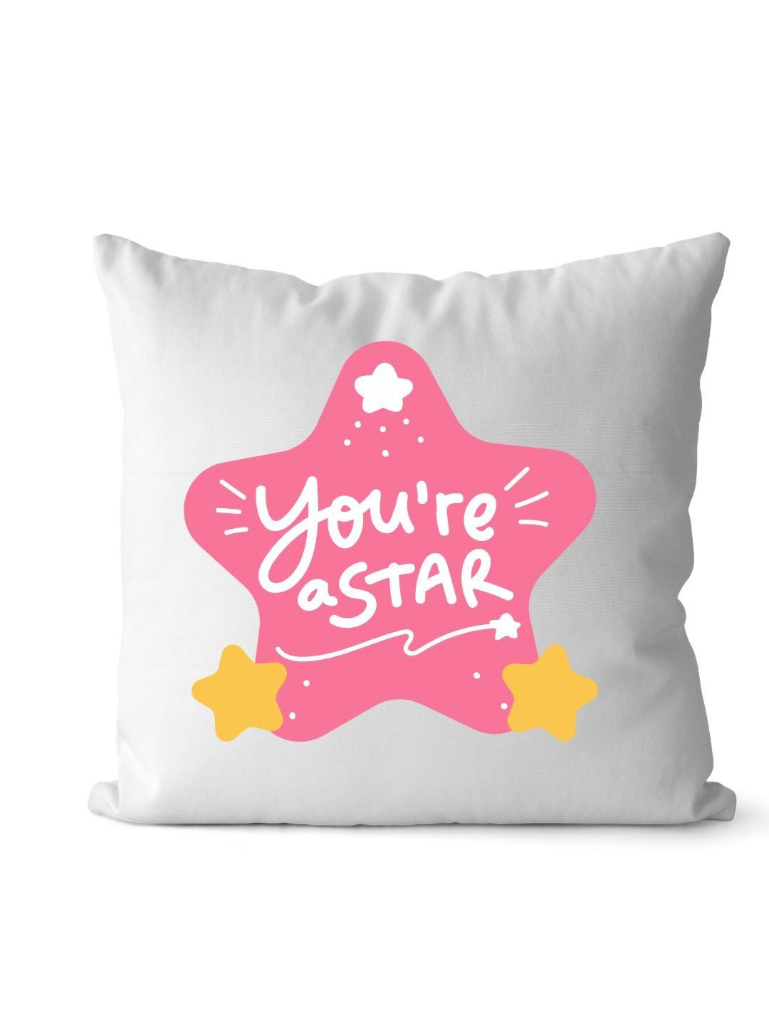 Loops n knots White & Pink You're A Star Design Printed Pre-Filled Cushion