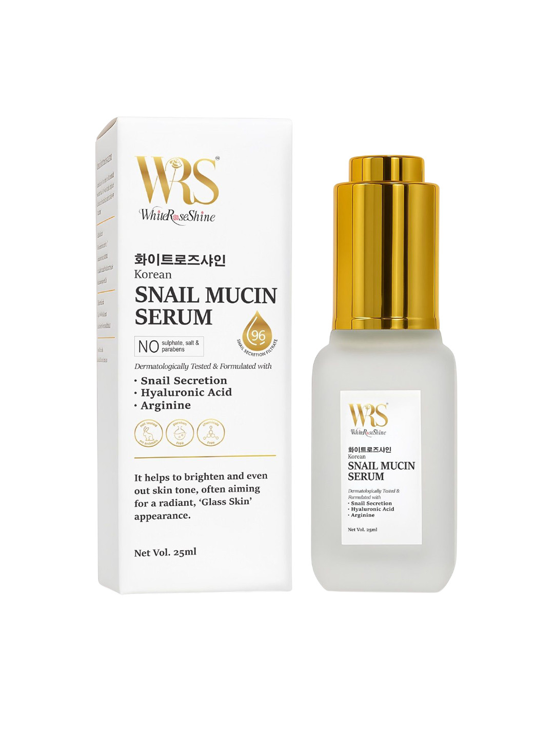 WHITEROSESHINE Korean Snail Mucin Serum With Hyaluronic Acid For Skin Brightening - 25 ml