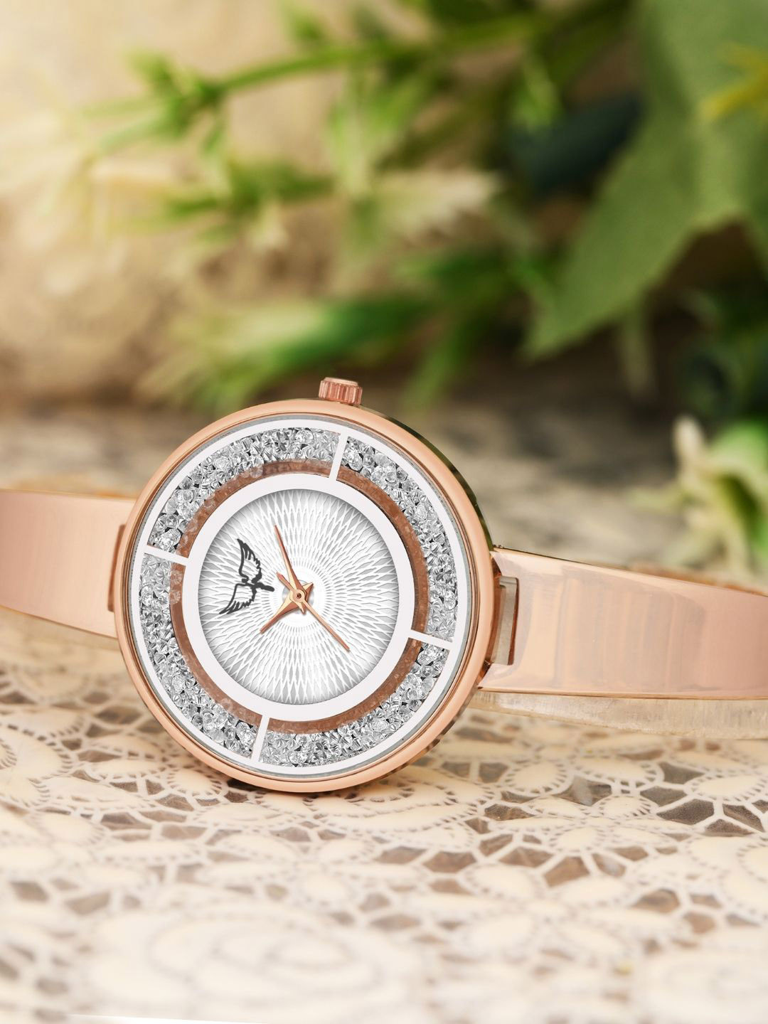 WHITE BIRD Women Bracelet Style Straps Analogue Watch 5040 Rose D Silver