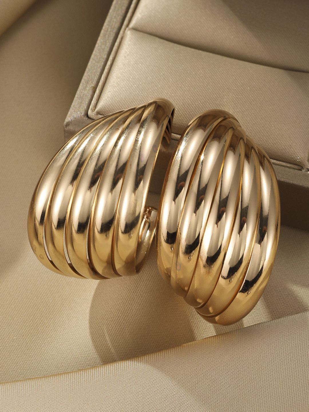 Young & Forever Brass-Plated Contemporary Statement Half Hoop Earrings