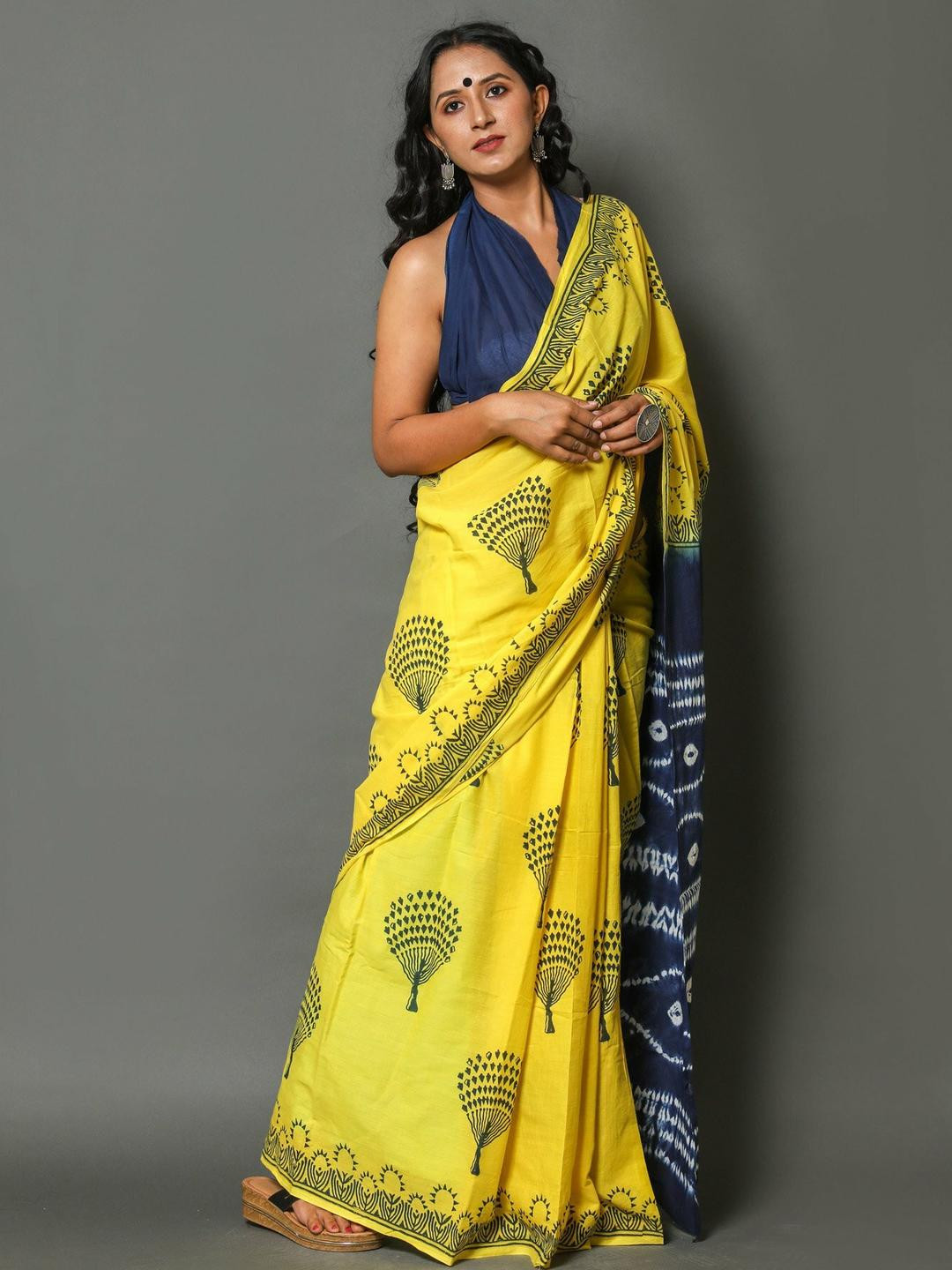 Lovwear Blue Pure Cotton Sarees