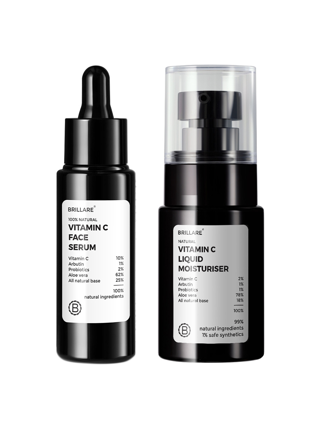 BRILLARE Set of Vitamin C Face Serum & Liquid Moisturiser - 30ml each