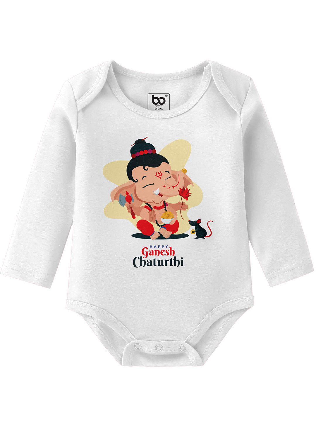 BonOrganik Kids Ganesh Printed Soft & Stretchable Cotton Romper