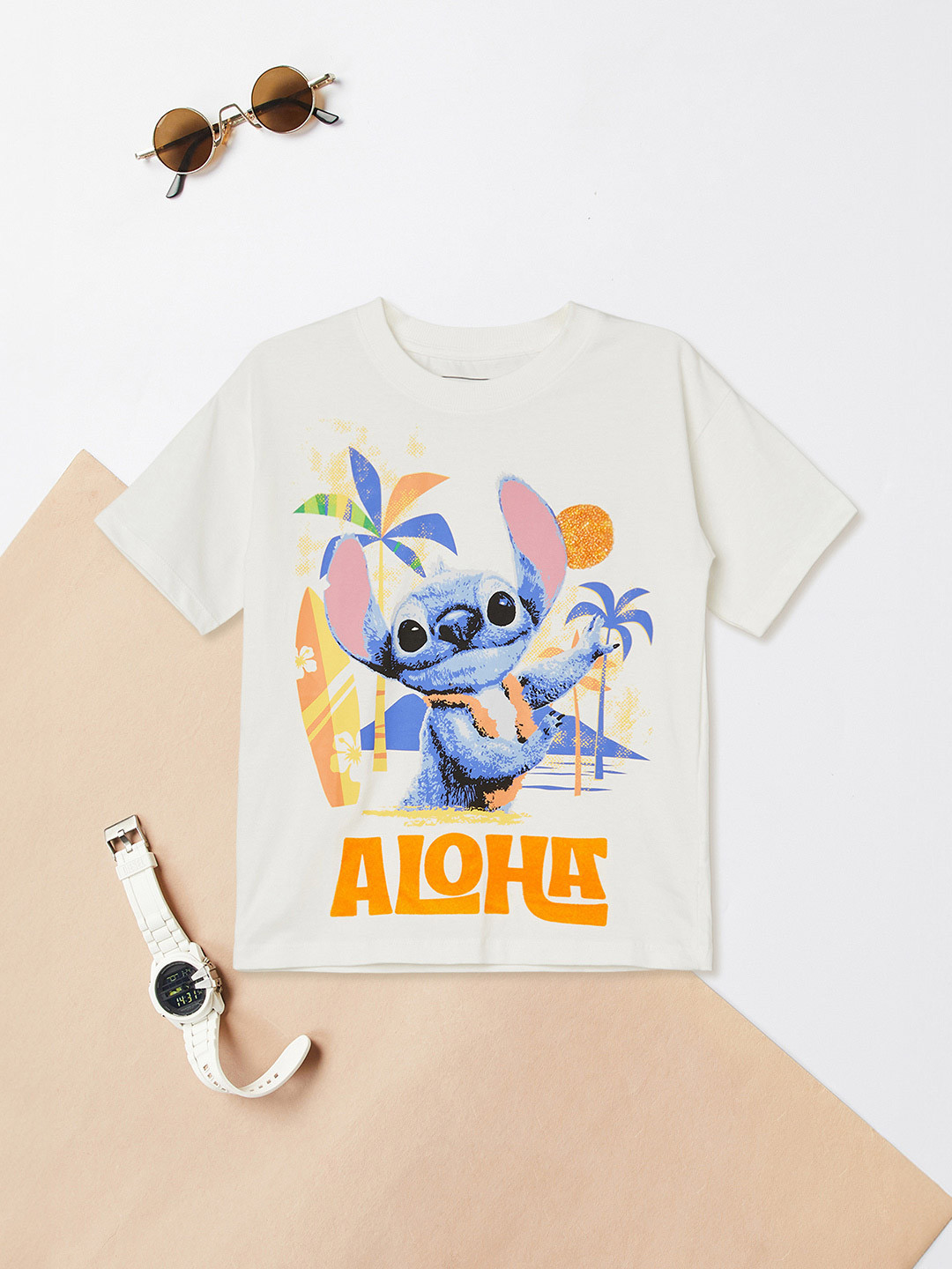max Girls Stitch Graphic Printed Pure Cotton T-shirt