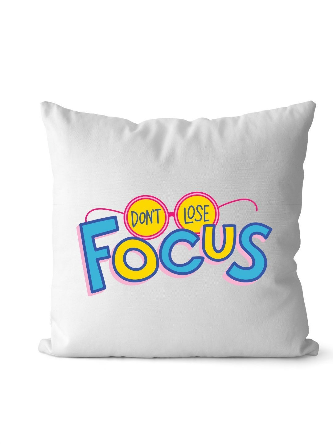 Loops n knots White & Blue Don't Lose Focus Motivational Printed Pre-Filled Cushion