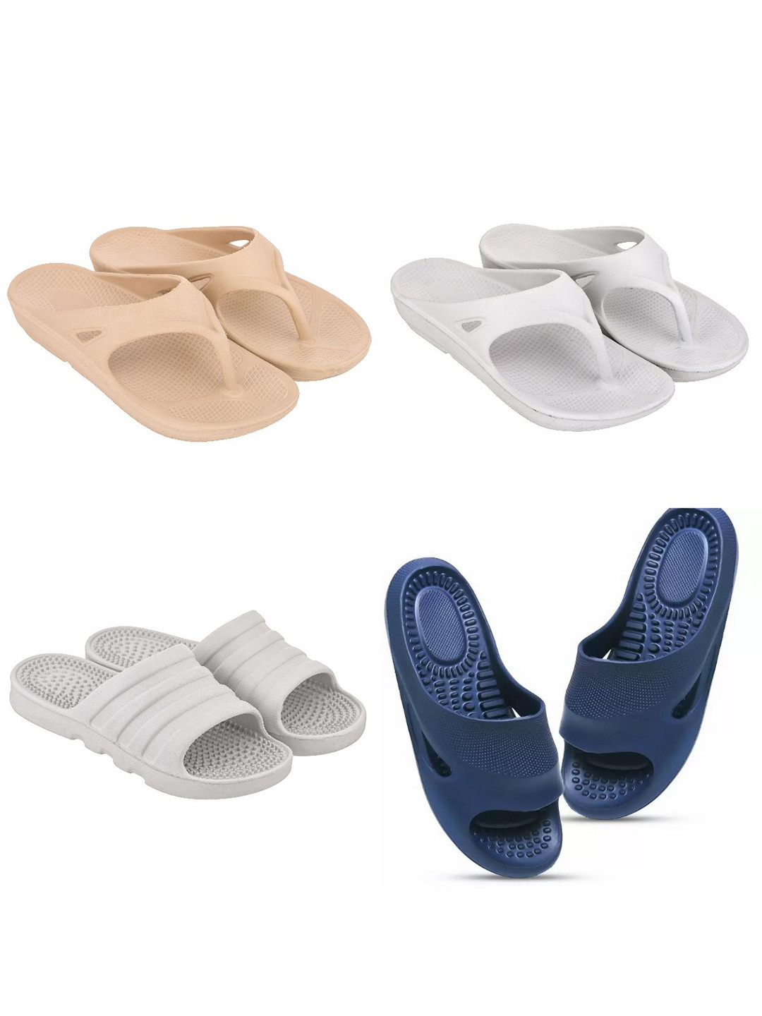 Feel alive Men Set of 4 Self Design Sliders Flip Flops