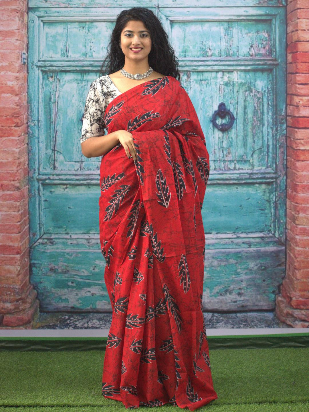 Lovwear Red Pure Cotton Sarees