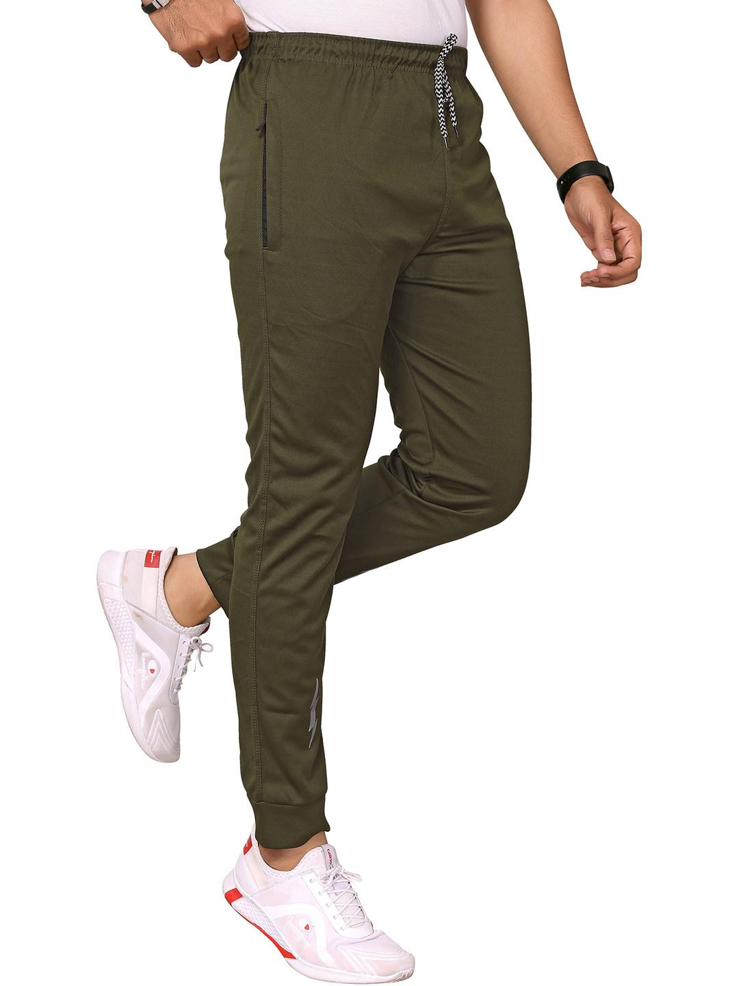 Moda Rapido Men Green Plain Lycra Track Pants