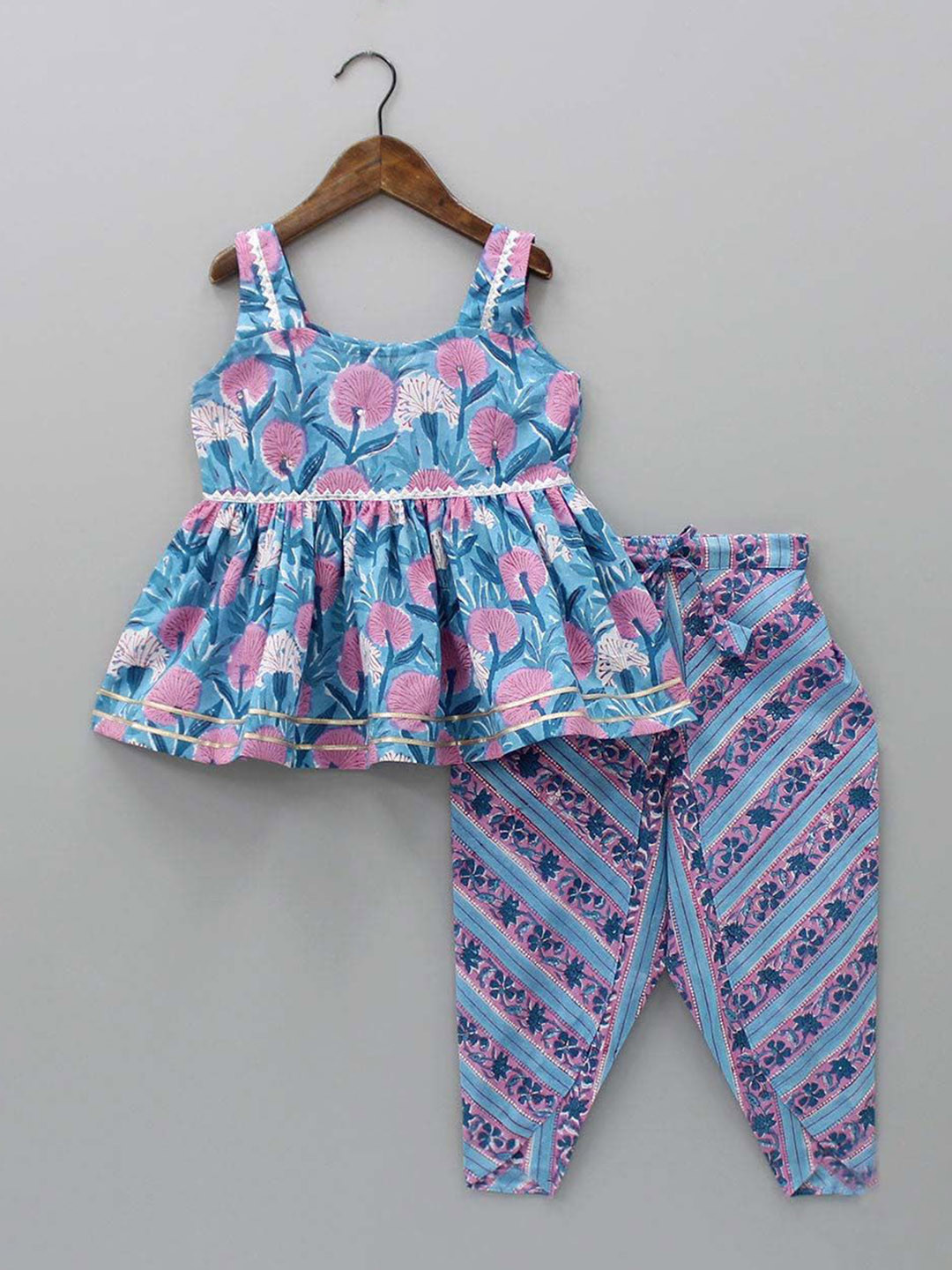 BAESD Girls Floral Printed Regular Kurti With Dhoti Pants